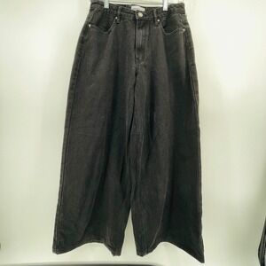 PRINCESS POLLY Black Wide Leg Denim Jeans Pants US 4 AU 8 EU 36